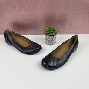 Clarks Dark Brown Leather Flats Shoes Slip On Women 10M